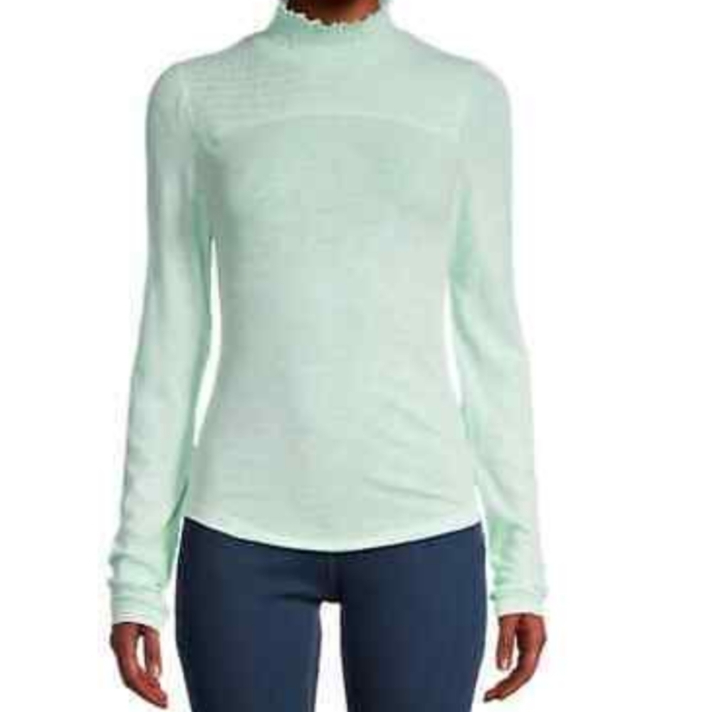 We the Free Caroline Smocked Mock Neck Tee